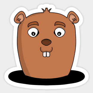 Beaver coming out of a hole Sticker